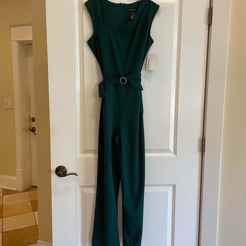 Enfocus Studio Emerald Green Belted Jumpsuit